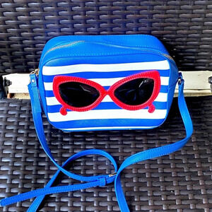 Kate Spade Sunglasses Blue & White Shoulder/Cross Body Bag